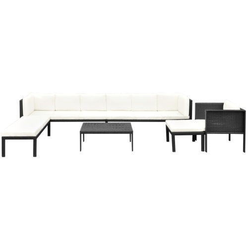 

24 pcs. Sofa set Poly rattan Black