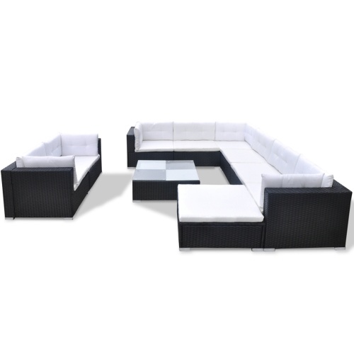 

32 pcs. Garden Sofa Set Poly Rattan Black