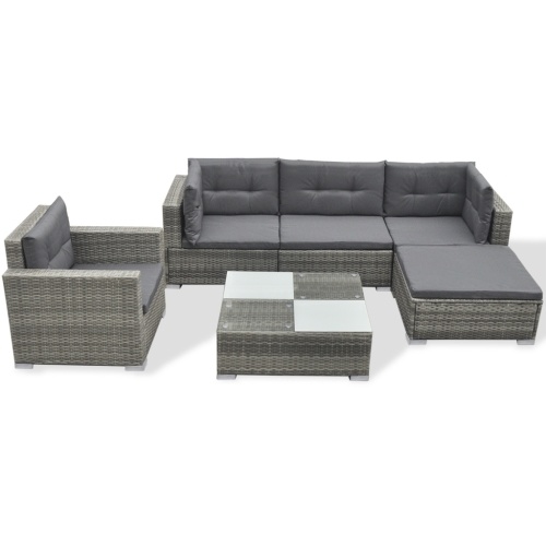 

17 pcs. Garden Sofa Set Poly Rattan Grey