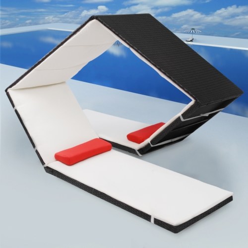 

sunlounger Chaiselounge diamond design Polyrattan Black
