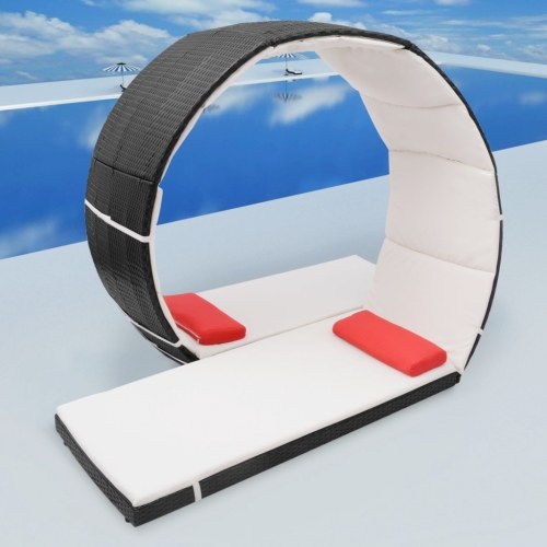 

Открытый цикл Sunlounger Polyrattan черный