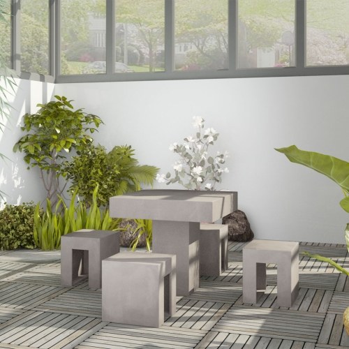 

5 pcs. Garden furniture set concrete dining table