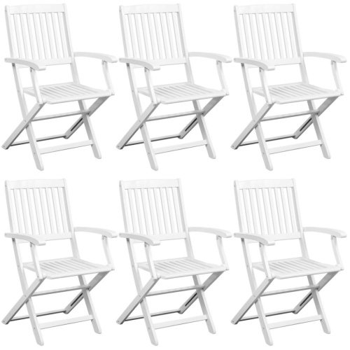 Garden dining set 7 pcs. Acacia solid wood white