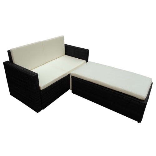 

Garden sofa set 7 pcs. Poly Rattan Black