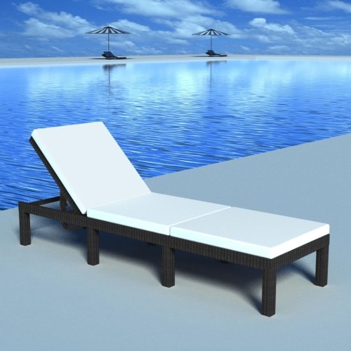 

Sunlounger with support Adjustable poly rattan black