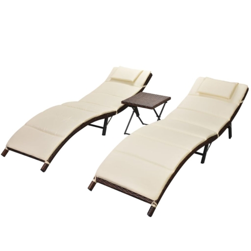 

Five Piece Folding Sun Lounger Set Poly Rattan Brown