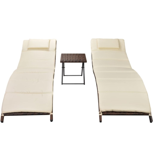 

Пять частей Складной Sun Lounger Set Poly Rattan Brown