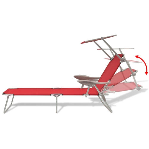 

Открытый Sun Lounger с навесом из красной стали 58x189x27 см