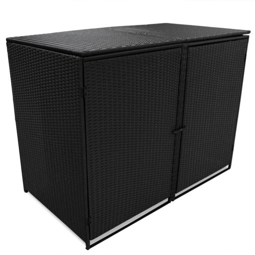 Garbage bin box for 2 tons poly rattan black 148 x 80 x 111 cm
