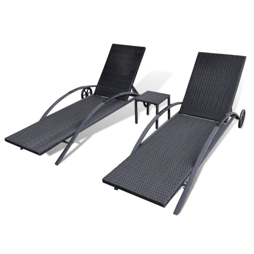 

Открытый Rattan Set 2 лежака 1 Таблица Черный