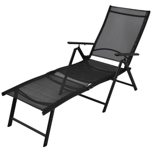 

Складной Sun Lounger Алюминий 178x63.5x96 см Черный
