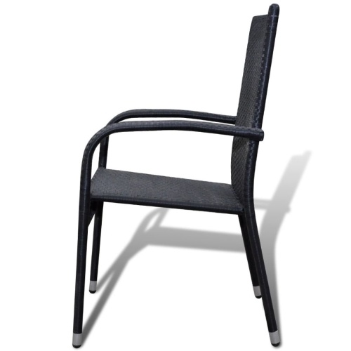 

Садовые столовые стулья 2 шт. Poly Rattan Black