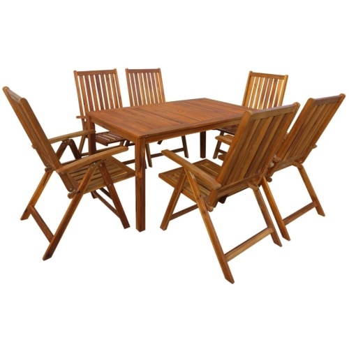 

Outdoor Dining Set 7 Pieces Solid Acacia Wood