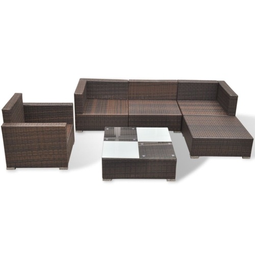 

17 Piece Garden Sofa Set Poly Rattan Brown (только для Великобритании / IE / FI / NO)
