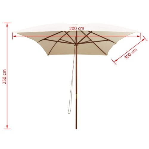

Parasol 200x300 cm Wooden Pole Cream White