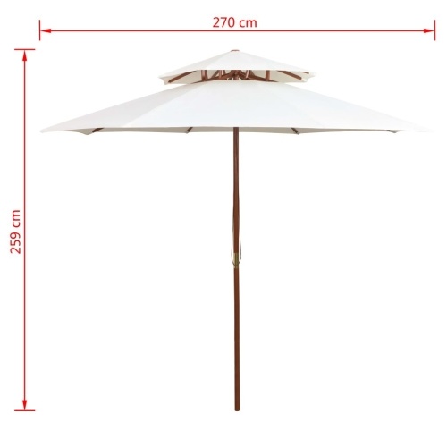 

Двухэтажный зонт 270x270 см. Белый деревянный крем-крем