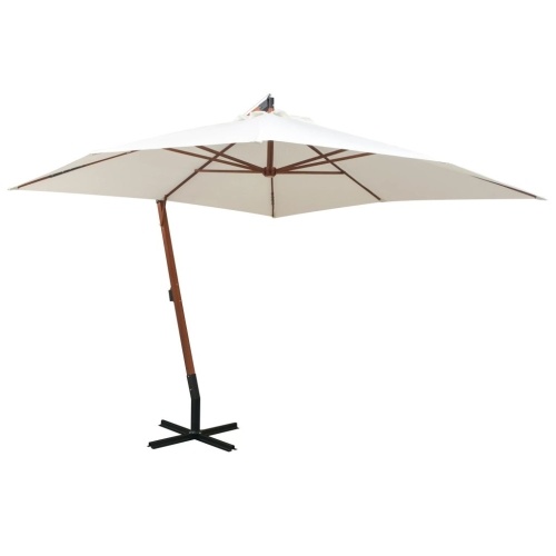 

Hanging Parasol 300x300 cm Wooden Pole White