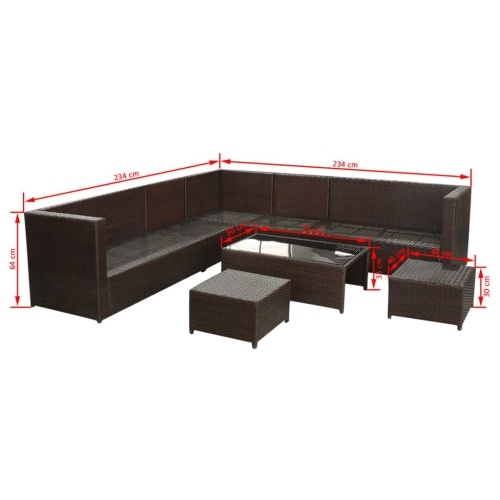 

Garden Sofa Set 29 Pieces Poly Rattan Brown