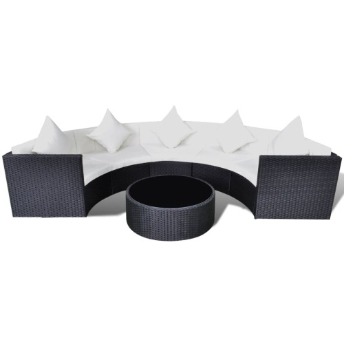 

Garden Sofa Set 21 Pieces Half-Round Poly Rattan Black