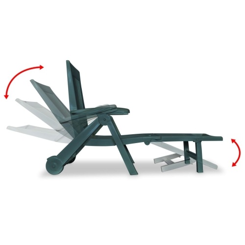 

Sunlounger with Footrest Plastic Green