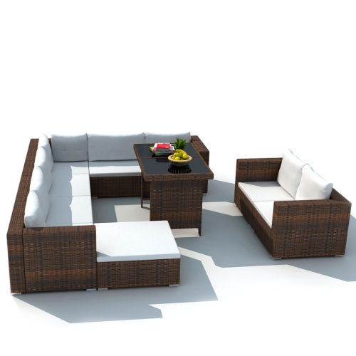 

garden furniture with 28 pieces Brown Rattan