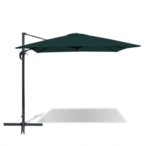 Green aluminum cantilevered square parasol 2,5x2,5 m