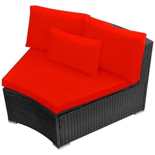 

Garden furniture with deck chairs Red Braided resin