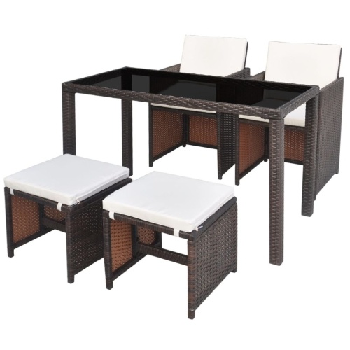 

Set of garden furniture 11 pcs Brown Braided resin