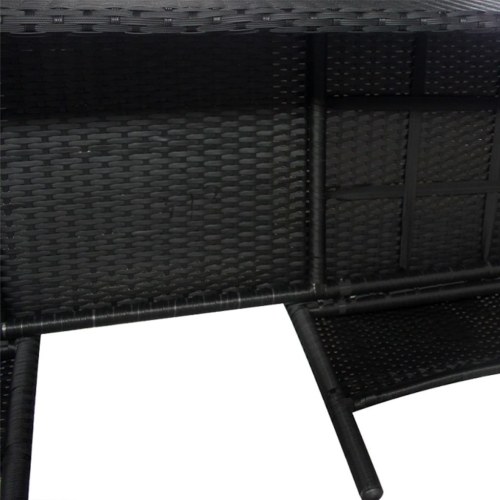 

Double bench with coffee table Synthetic rattan Black