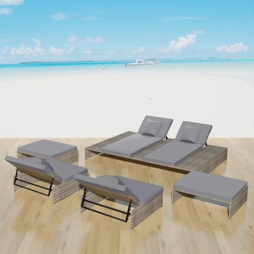 

Outdoor furniture 15 pcs Gray Braided resin