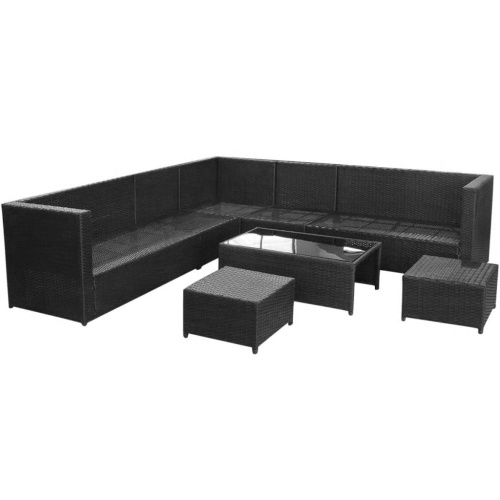 

Garden sofa set 29 pcs Black Braided resin