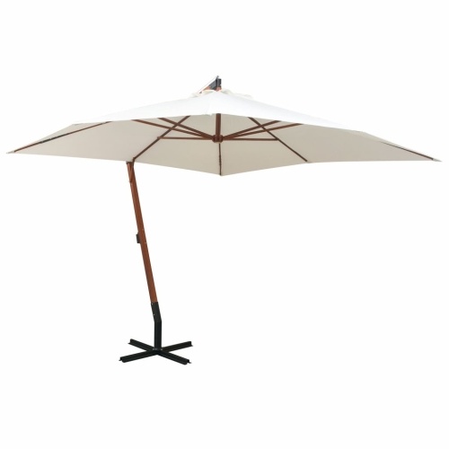 Parasol déporté en bois 300 x 300 cm Blanc