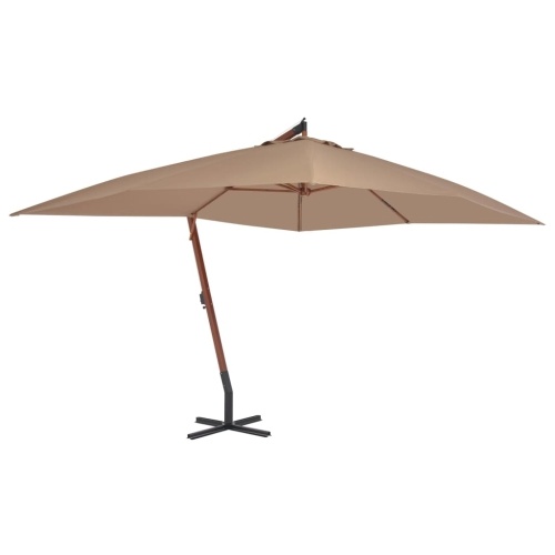 Parasol déporté en bois 400 x 300 cm Taupe