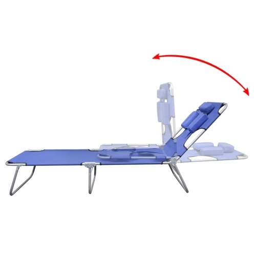 

Складной Sun Lounger с головной подушкой и регулируемой спинкой Синий