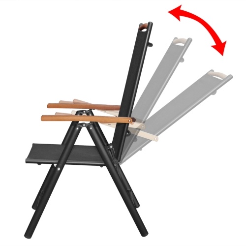 

Set of garden furniture aluminum black 7 pieces
