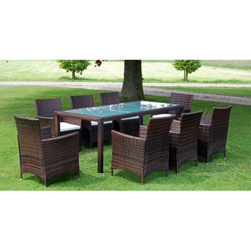17 Piece Garden Furniture Set Brown Poly Rattan
