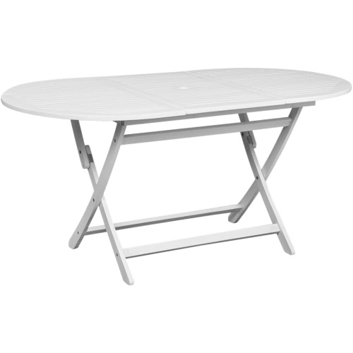 Repas en plein air Table Blanc Bois d'Acacia Oval