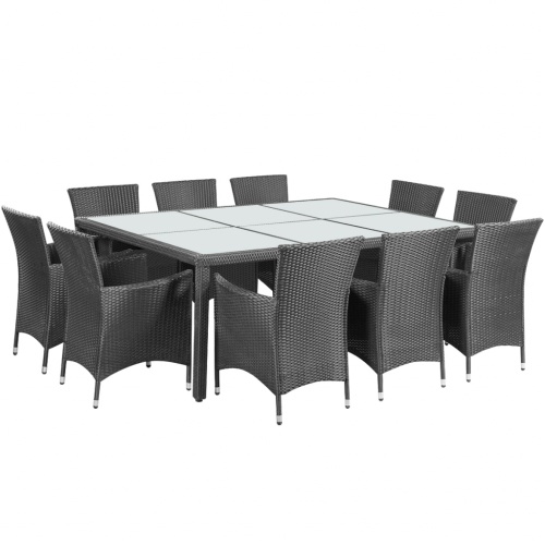 

Outdoor Dining Set 21 Pieces Poly Rattan Black
