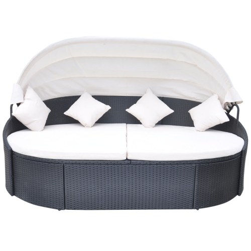 

Lounger sofa with hood Black Poly Rattan
