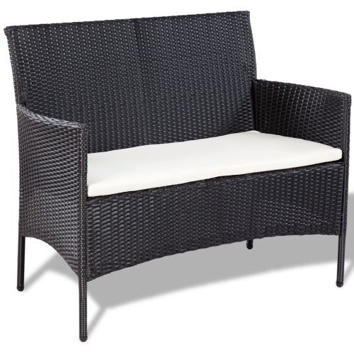 

Garden Sofa Set Seven Pieces Black Poly Rattan