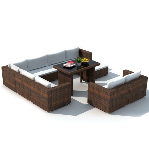 

dining set of 28 pieces of brown synthetic rattan