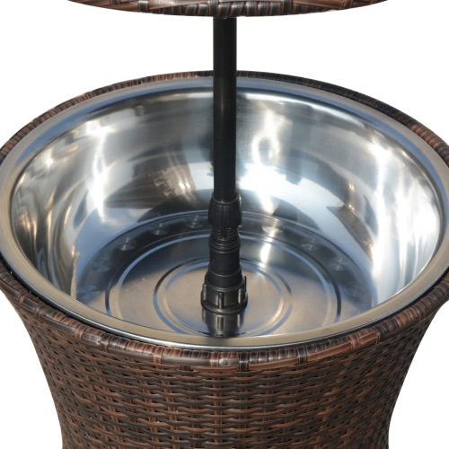 

Ice Cooler Bucket Table Poly Rattan Brown