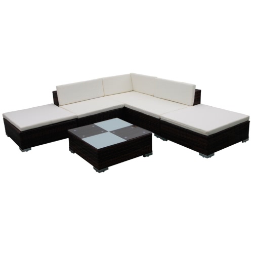 15 Stück Garden Lounge Set Brown Polyrattan