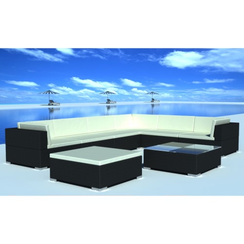 24 Piece Garden Lounge Set Black Poly Rattan