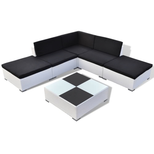 

Garden Lounge Set 15 Pieces Poly Rattan White