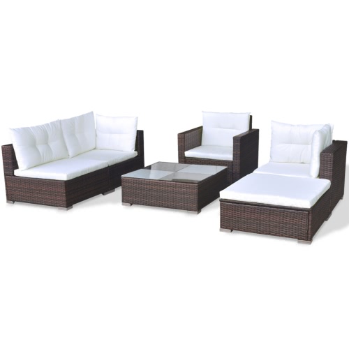 17 Piece Garden Sofa Set Brown Poly Rotin