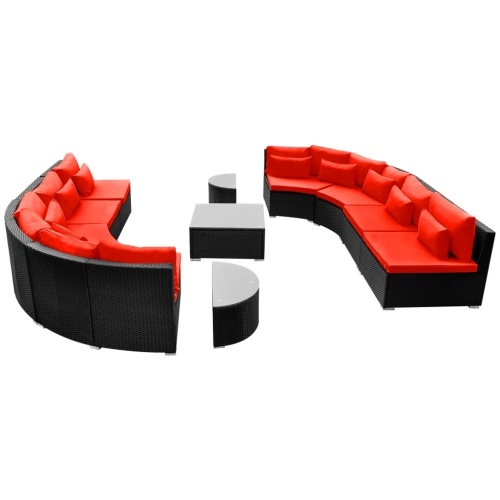 

Garden Sofa Set with Sun Loungers Poly Rattan Red