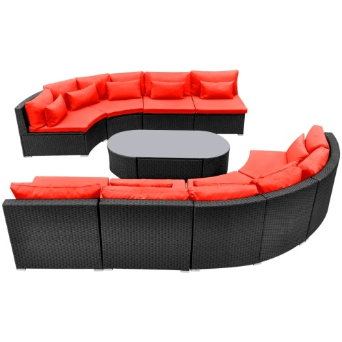 

Garden Sofa Set Poly Rattan Red