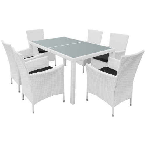 

Outdoor Dining Set 13 Pieces Poly Rattan Cream White