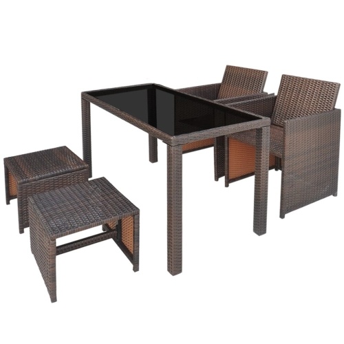 

Outdoor dining set 11 pieces brown poly rattan